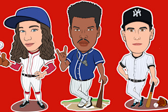 draw caricatures cartoon for baseball lovers