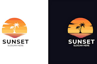 design a luxury sea beach and sunset logo