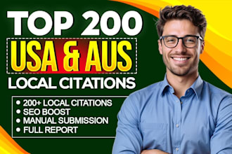 do top 200 manual USA and australian local citations and directory submission