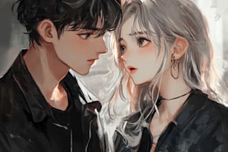 make a anime couple character art anime style