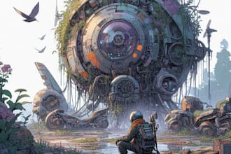 draw fantasy, sci fi, cyberpunk character art for you