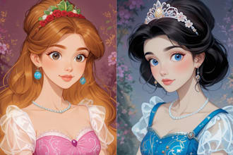 draw your portrait or character in disney style