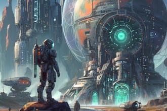 create a sci fi character illustration or sci fi character