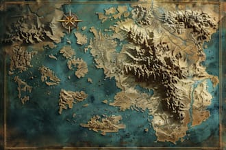 make artistic fantasy map, sci fi map for you