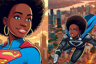 draw your portrait in superhero cartoon style