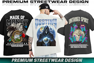 create custom streetwear t shirt design and sweatshirt design
