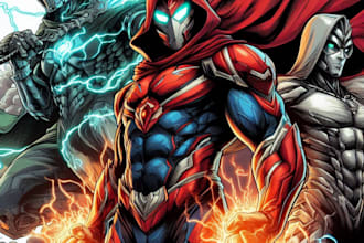 create concept art superhero character design for comics