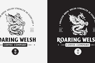 design roaring welsh coffee company logo