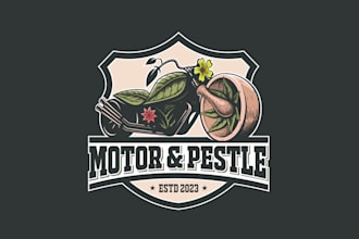 design unique motorcycles and herbs lovers logo