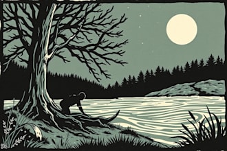 draw a line illustration, a linocut or an engraving