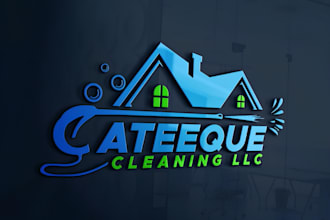 do modern home cleaning, pressure washing and power washing logo design