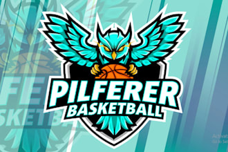 design a powerful sports logo with team mascot for league