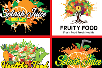 do minimalist juice bar, vibrant, vegetable, fruit smoothies, organic food logo