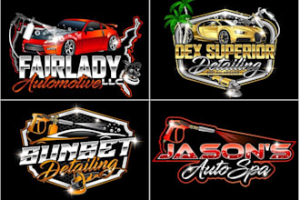 do automotive, auto detailing, car wash, auto repair, and racing logo design