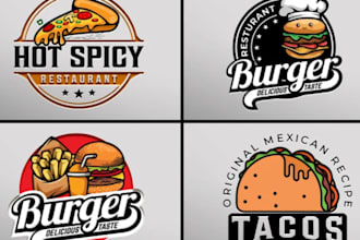 create a stunning restaurant, pizza, bakery, tacos, café and food logo design
