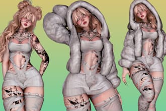 model, texture and rig vrchat avatar, vr chat furry nsfw vrc avatar or 3d vtuber