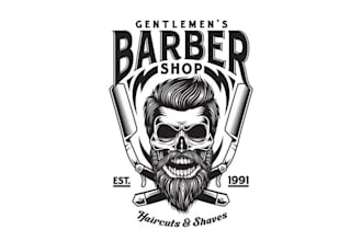 design barber shop, hair salon, fitness, and website logo