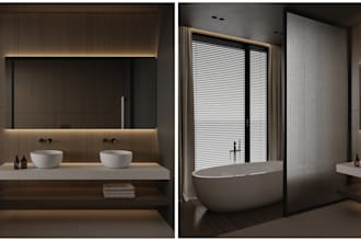 create a bathroom design with photorealistic 3d rendering