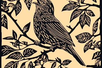 make artistic linocut illustration in my style