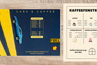design a menu for your coffee shop, bakery or ice cream shop