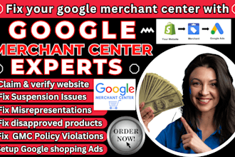 set or fix merchant center suspension, misrepresentation for google shopping ads
