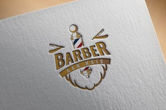 do creative vintage, barber, salon, shop and barbershop logo