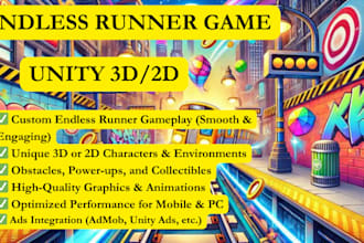 develop and design an endless runner unity 3d, game mobile app racing game