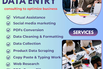 do data entry, excel, typing, copy paste and convert PDF
