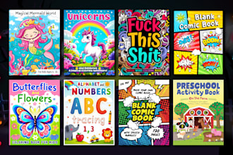 create kids and adults coloring book cover and interior design for amazon kdp