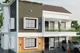 remodel 3d stylish house, exterior elevation,homstyler,cozy room,ambiance render