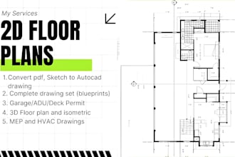 design architecture 2d floor plans, and blueprints using autocad, revit