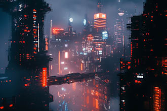 create a cyberpunk futuristic city style art for any project