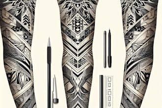 create sleeve tattoo design in geometric style