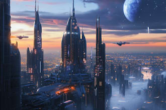 make a illustration of futuristic cyberpunk city art