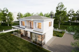 update existing house, villa apartment exterior, front yard,pool outdoor,vr tour