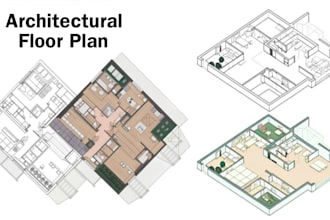 redraw architectural blueprint 2d floor plan in autocad for real estate agent