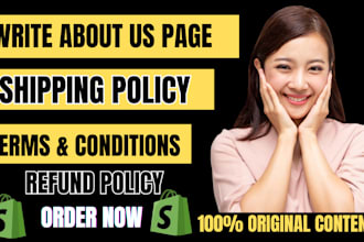 write about us privacy shipping refund policy terms conditions for your website