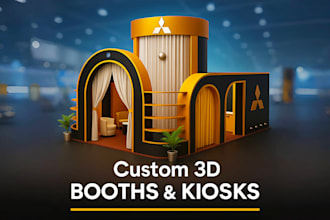 stunning 3d exhibition booth, kiosk, stand, or stall