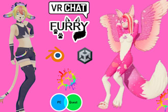 design custom 3d vrchat model, furry avatar, nsfw fursona, vtube