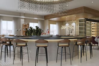 visualize 3d restaurant interior, cafe,bar gourmet,dinner buffet,sketchup render