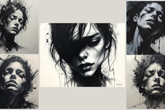 custom expressive black and white ai portraits