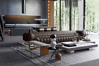 custom 3d master livingroom, bedroom, kitchen, bathroom, cgi interior rendering