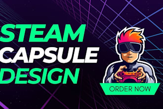 do steam capsule, concept art, character design, illustration, banner for game