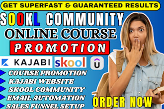 promote online skool community, skool online course promotion udemy marketing