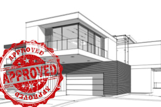 redraw draw, stamp 2d autocad architectural, blueprint permit in autocad