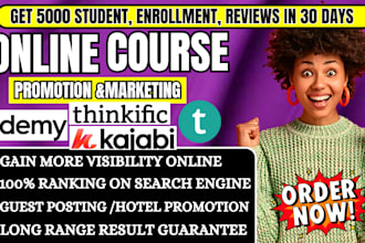 do online course promotion, udemy course enrollment, thinking website marketing