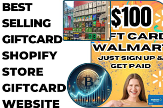 design gift card shopify website gift card store with crypto payment gateway
