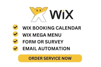 do wix mega menu, wix booking calendar, wix  form survey