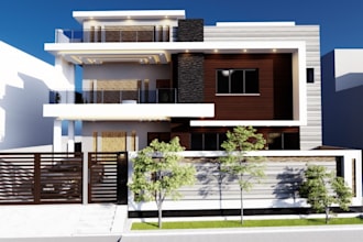 remake exterior villa,facade design,brick house,ue5 abandon house,rooftop render