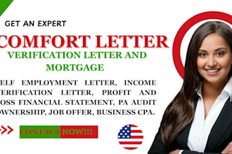 provide US CPA comfort mortgage income verification letter financial statement